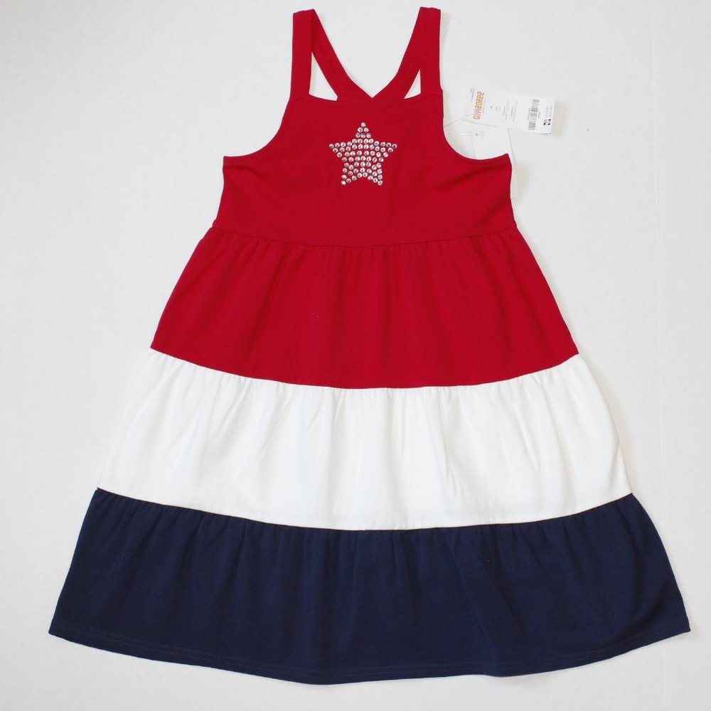 NWT Gymboree size 6 color block 4th of July knit sundress red white & blue